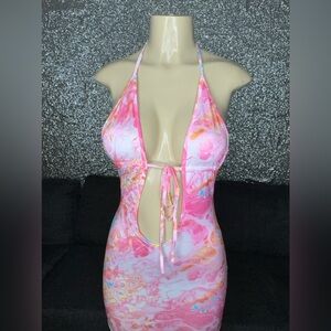 Pink backless dress
